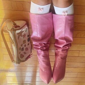 Knee-High Socks w/ Pink Bow 🤍🎀